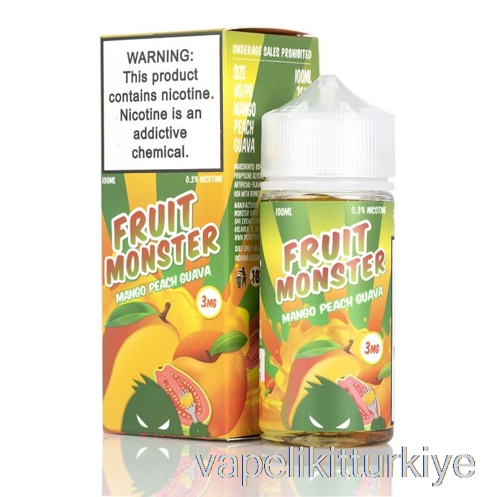 Vape Likit Mango şeftali Guava - Meyve Canavarı - 100ml 3mg